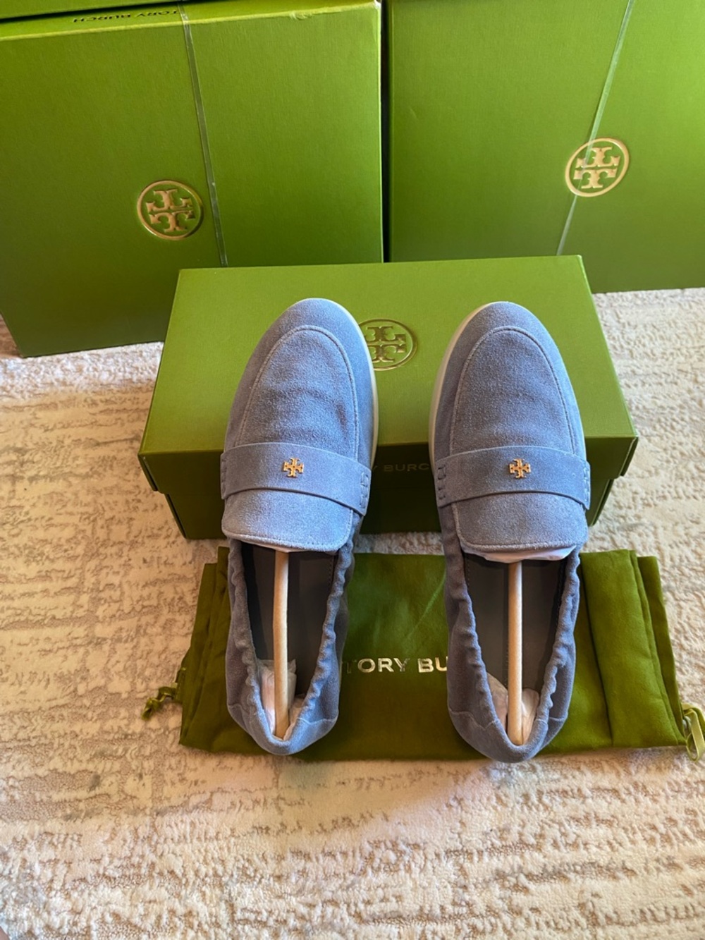 Tory Burch Light Blue Suede Ballet Sport Loafers